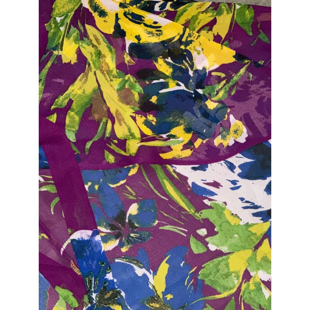 Ashley Stewart Size 14 Purple Sheer Floral Dress High Low Hem Metal Side Zip Art - Picture 13 of 13